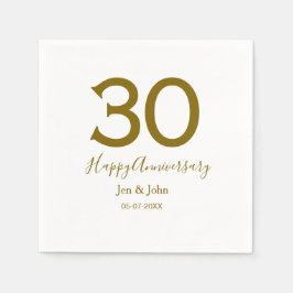 Glücklicher 30-jähriger Jubiläumsname Datum golden Serviette