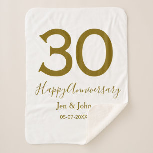 Glücklicher 30-jähriger Jubiläumsname Datum golden Sherpadecke