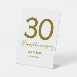 Glücklicher 30-jähriger Jubiläumsname Datum golden Sockelschild