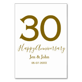 Glücklicher 30-jähriger Jubiläumsname Datum golden Tischnummer