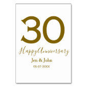Glücklicher 30-jähriger Jubiläumsname Datum golden Tischnummer (Rückseite)