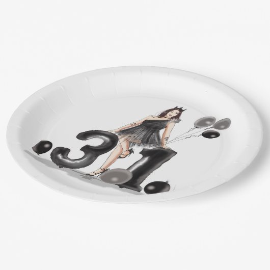 glücklicher 31. pappteller (Schrägansicht)