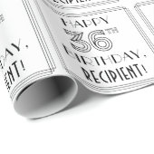 GLÜCKLICHER 36. GEBURTSTAG; Art-Déco-Stil; Individ Geschenkpapier (Rolleneckpunkt)