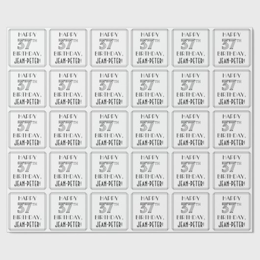 GLÜCKLICHER 37. GEBURTSTAG; Art-Déco-Stil; Individ Geschenkpapier (Flach)