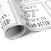 GLÜCKLICHER 37. GEBURTSTAG; Art-Déco-Stil; Individ Geschenkpapier (Rolleneckpunkt)