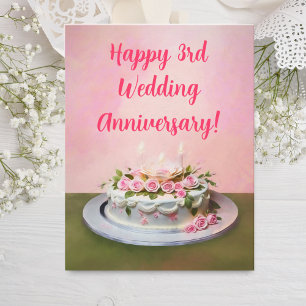 Glücklicher 3. Hochzeitstag-Torte Karte