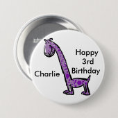 Glücklicher 3. (Namens) Dinosaurier des Button (Vorne & Hinten)