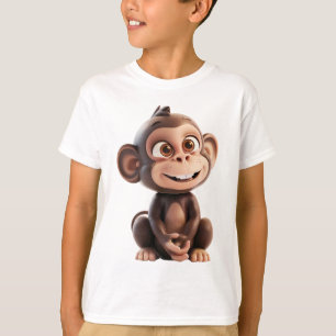 Glücklicher 3D-Affe – Süße lächelnde Affe Cartoon T-Shirt