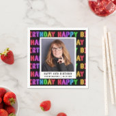 Glücklicher 40. Geburtstag Foto Rainbow Neon Serviette (Beispiel)