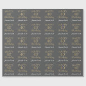 Glücklicher 40. Geburtstag Gold Glitzer und Grau Geschenkpapier (Flach)