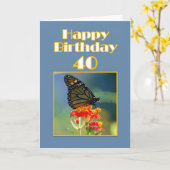 Glücklicher 40. Geburtstag Monarch Butterfly Karte (Gelbe Blume)