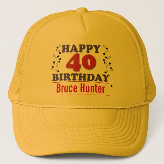 Glücklicher 40. Geburtstag Truckerkappe (Vorderseite)