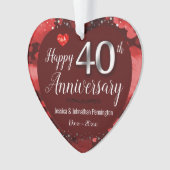 Glücklicher 40. Hochzeitstag Ornament (Vorderseite)
