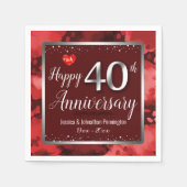 Glücklicher 40. Hochzeitstag Serviette (Vorderseite)