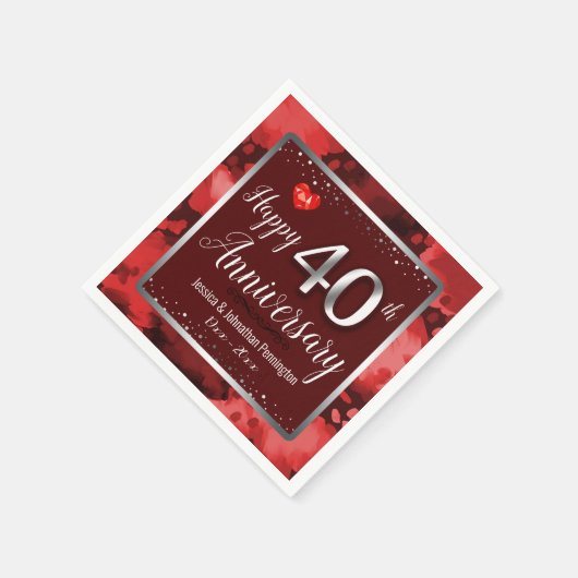 Glücklicher 40. Hochzeitstag Serviette (Ecke)