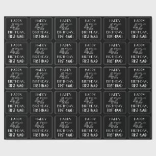 GLÜCKLICHER 42. GEBURTSTAG; Art Déco Stil mit Indi Geschenkpapier