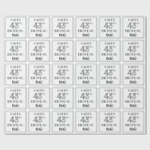 GLÜCKLICHER 43. GEBURTSTAG; Art-Déco-Stil; Individ Geschenkpapier