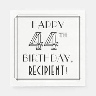 GLÜCKLICHER 44. GEBURTSTAG; Art-Déco-Stil; Individ Serviette