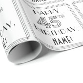 GLÜCKLICHER 45. GEBURTSTAG; Art-Déco-Stil; Individ Geschenkpapier (Rolleneckpunkt)