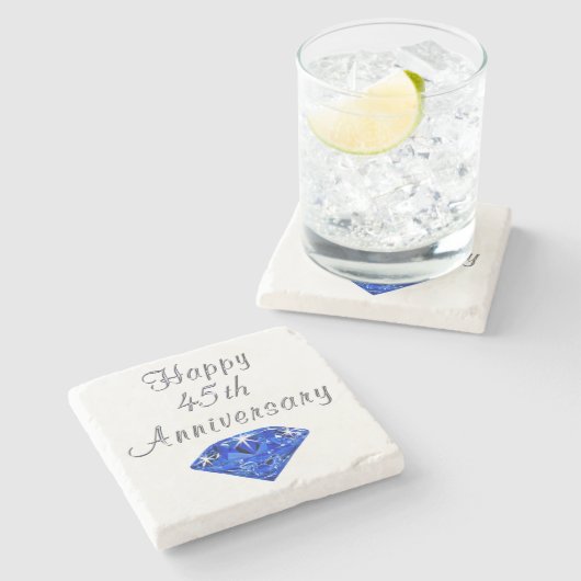 Glücklicher 45-jähriger Saphire-Untersetzer Steinuntersetzer (Seitenansicht)