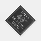 GLÜCKLICHER 48. GEBURTSTAG; Art-Déco-Stil; Individ Serviette (Ecke)