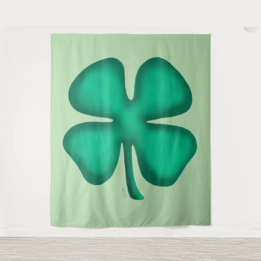 Glücklicher 4-Blatt-Irland-Klee-grüner Wandteppich (Vorderseite)