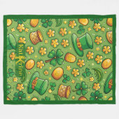 Glücklicher 4-Blatt-Klee Shamrock Topf mit Gold Ir Fleecedecke (Vorderseite (Horizontal))