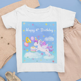 Glücklicher 4. Geburtstag Einhorn mit Geburtstagsk T-Shirt