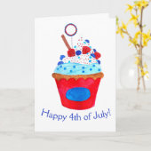 Glücklicher 4. Juli Aquarellkuchen Karte (Gelbe Blume)