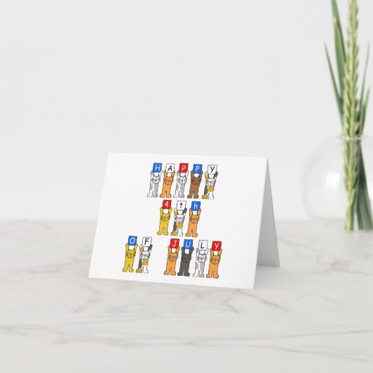 Glücklicher 4. Juli Cartoon Katzen Karte (Vorderseite)