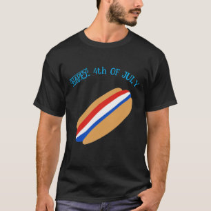 Glücklicher 4. Juli gestreifter Hot Dog T-Shirt