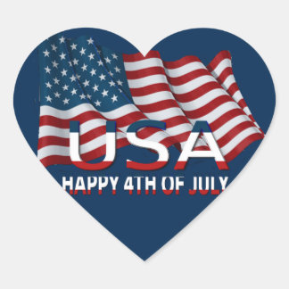 GLÜCKLICHER 4. JULI Herz-Aufkleber