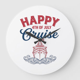Glücklicher 4. Juli Kreuzfahrt Patriotisches Schif Große Wanduhr