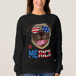 Glücklicher 4. Juli Merica Mops USA amerikanischer Sweatshirt