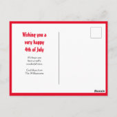 GLÜCKLICHER 4. JULI Patriotische Amerikanische Una Postkarte (Rückseite)
