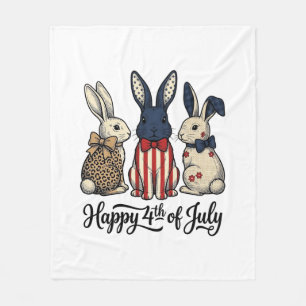 Glücklicher 4. Juli Patriotischer Hasen-Shirt-Desi Fleecedecke