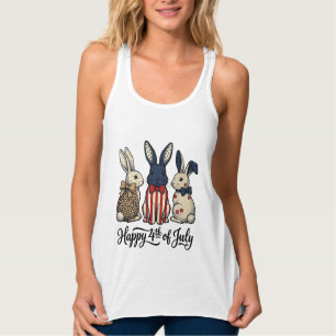Glücklicher 4. Juli Patriotischer Hasen-Shirt-Desi Tank Top