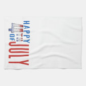 Glücklicher 4. Juli Shimmer Word Art Geschirrtuch (Horizontal)
