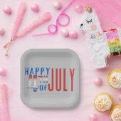 Glücklicher 4. Juli Shimmer Word Art Pappteller (Party)