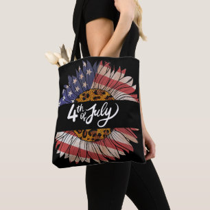 Glücklicher 4. Juli Sonnenblume T - Shirt der Frau Tasche