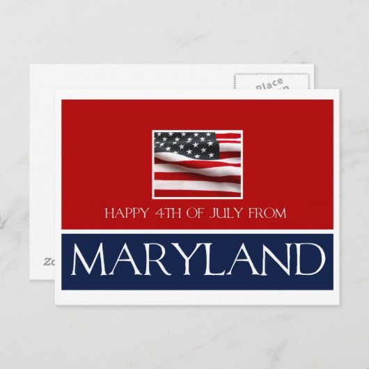 glücklicher 4. Juli von Maryland Postkarte (Vorne/Hinten)