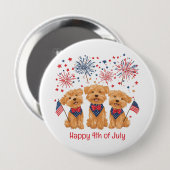 Glücklicher 4. Juli Yorkie Hunde Button (Vorne & Hinten)