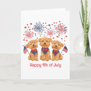 Glücklicher 4. Juli Yorkie Hunde Feiertagskarte