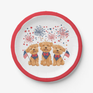 Glücklicher 4. Juli Yorkie Hunde Pappteller