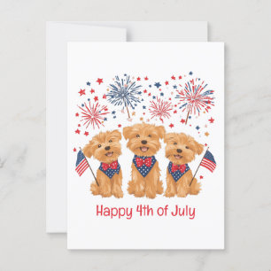 Glücklicher 4. Juli Yorkie Hunde Postkarte