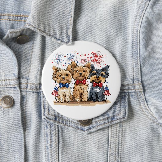 Glücklicher 4. Juli Yorkshire Terrier Dogs Button (Beispiel)