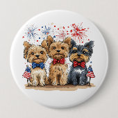 Glücklicher 4. Juli Yorkshire Terrier Dogs Button (Vorderseite)