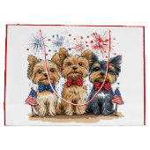 Glücklicher 4. Juli Yorkshire Terrier Dogs Große Geschenktüte (Rückseite)