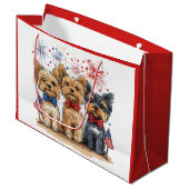 Glücklicher 4. Juli Yorkshire Terrier Dogs Große Geschenktüte (Vorderseite Schrägansicht)