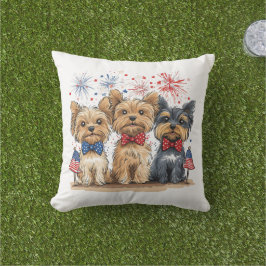 Glücklicher 4. Juli Yorkshire Terrier Dogs Kissen
